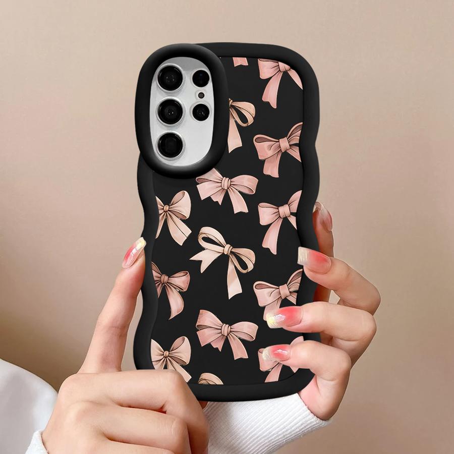 Soft Phone Cover Case for Samsung Galaxy S20 FE S21 A26 A25 S24 S25 S23 Plus S22 Ultra A54 A24 A35 A55 A34 A36 Pink Bow