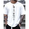 Space Planet Printed Round Neck Men's and Women's Short-sleeved Street Casual Fashion Sports Loose T-shirt Summer Shirt Clothing