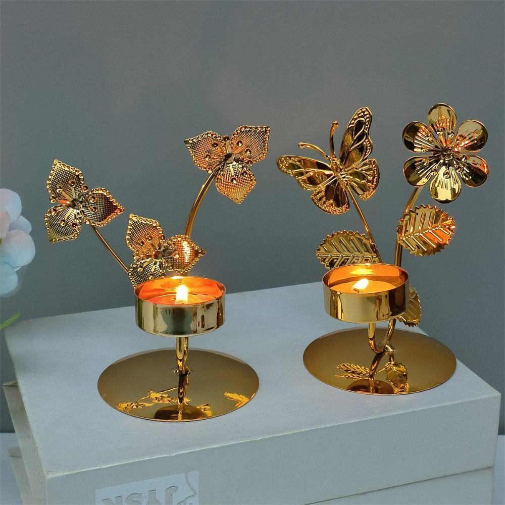 Exquisite Nordic Candle Holder Light Luxury Metal Candlestick Ginkgo Candle Holder  Living Room