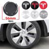 Car Sticker Tesla 4piece 56mm Wheel Hub Center Caps For Tesla Model 3 Model Y Badge Cover Hubcaps for Tesla Model Y X S 2023 Car