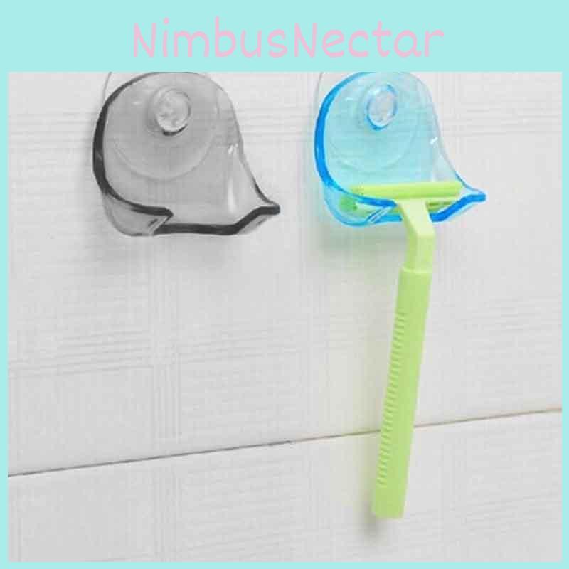 Compact Plastic Super Suction Cup Razor Holder With Strong Suction For Shower Convenience