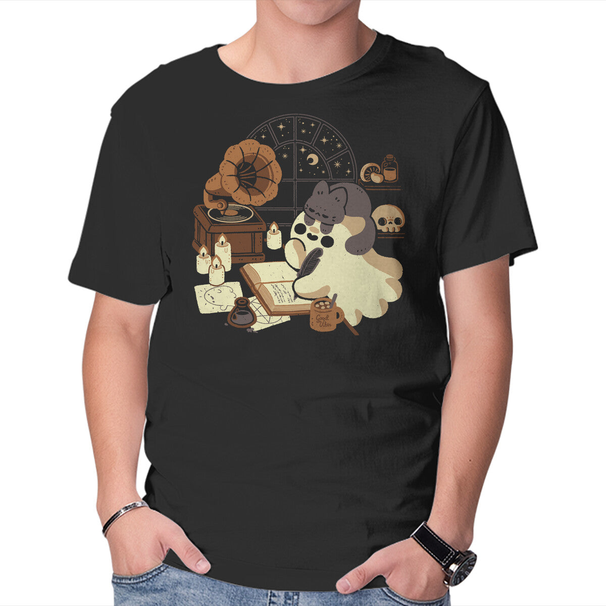 Unisex Crew Neck T-Shirt Spooky Cute Ghost Lofi Graphic Short Sleeve Casual Tee S