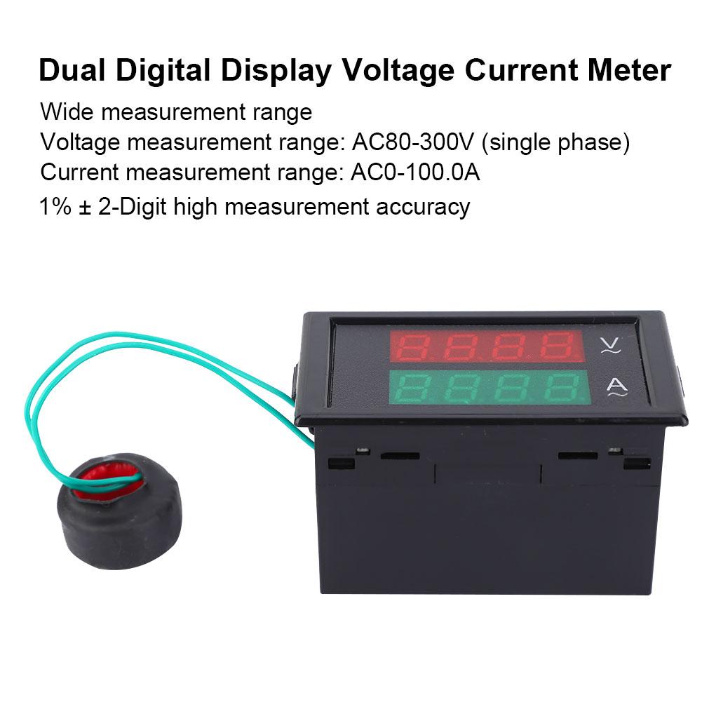 Meter DL69-2042 Dual Digital Display Voltage Current Meter Volt Amp Gauge AC80-300V AC0-100.0A Volt Meter Voltage Meter