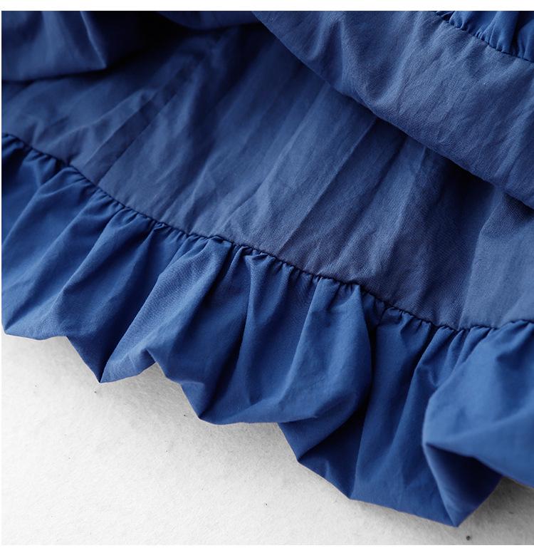 Women's Casual Japanese Blue Sleeveless Lantern Dress