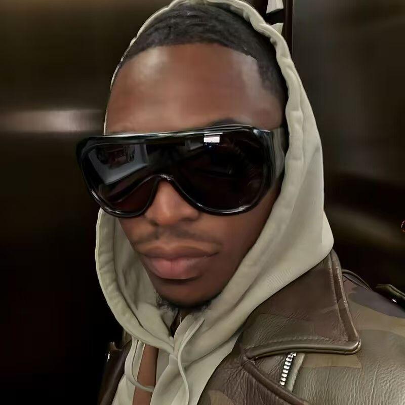 Luxury Brand Retro Big Frame Women Sunglasses Black Color Pilot Shades Uv400 Cool Men Eyewear One Piece Sun Glasses