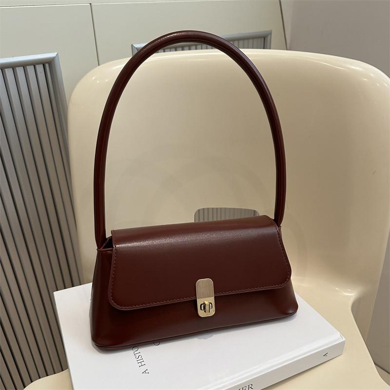 Stylish Retro Pu Shoulder Bag For Women 2024 Simple Fashionable Crossbody Purse