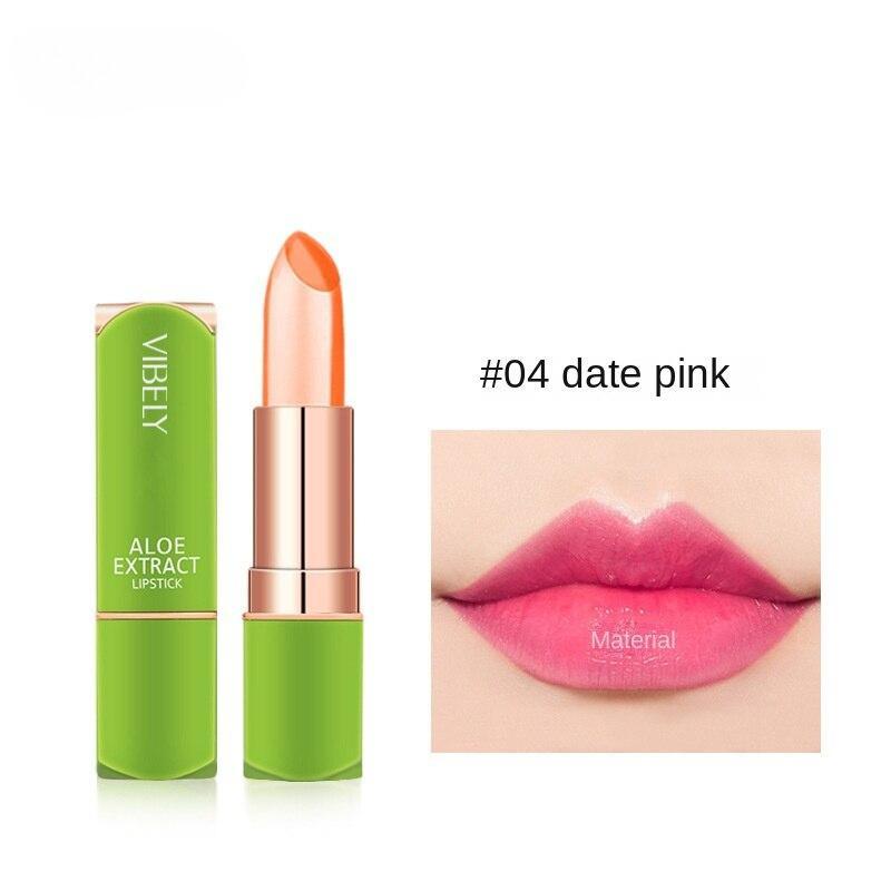 Aloe Vera Warmer, farbwechselnder Gelee-Lippenstift, Lippenpflege, langanhaltende, antihaftbeschichtete Lippenpflege, nährend und feuchtigkeitsspendend