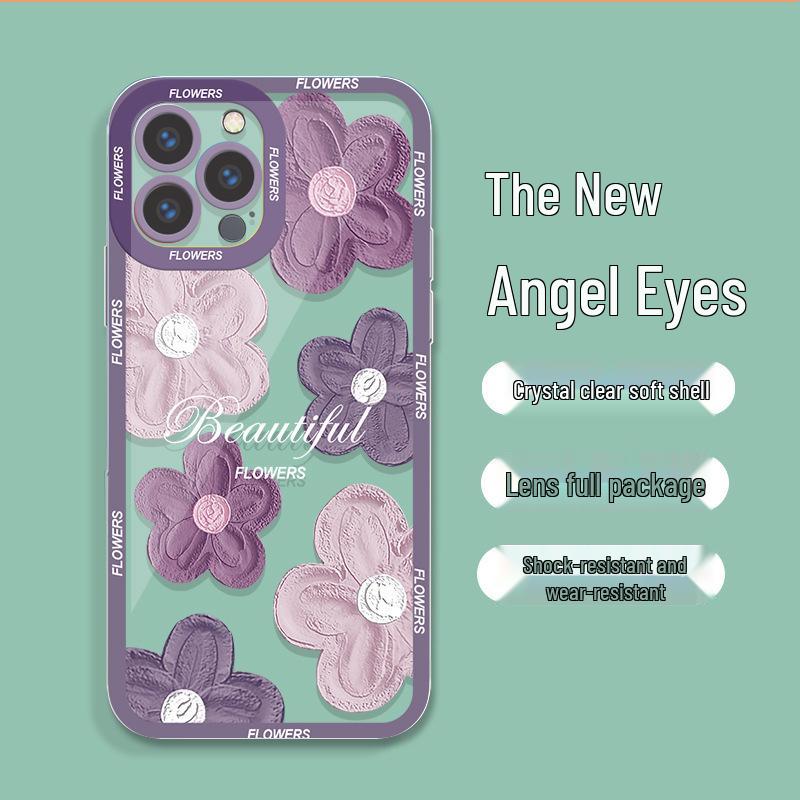 Oil Painting Style Floral iPhone 17 Pro High-End Transparent Case for Apple 16/15 iPhone 13 Pro