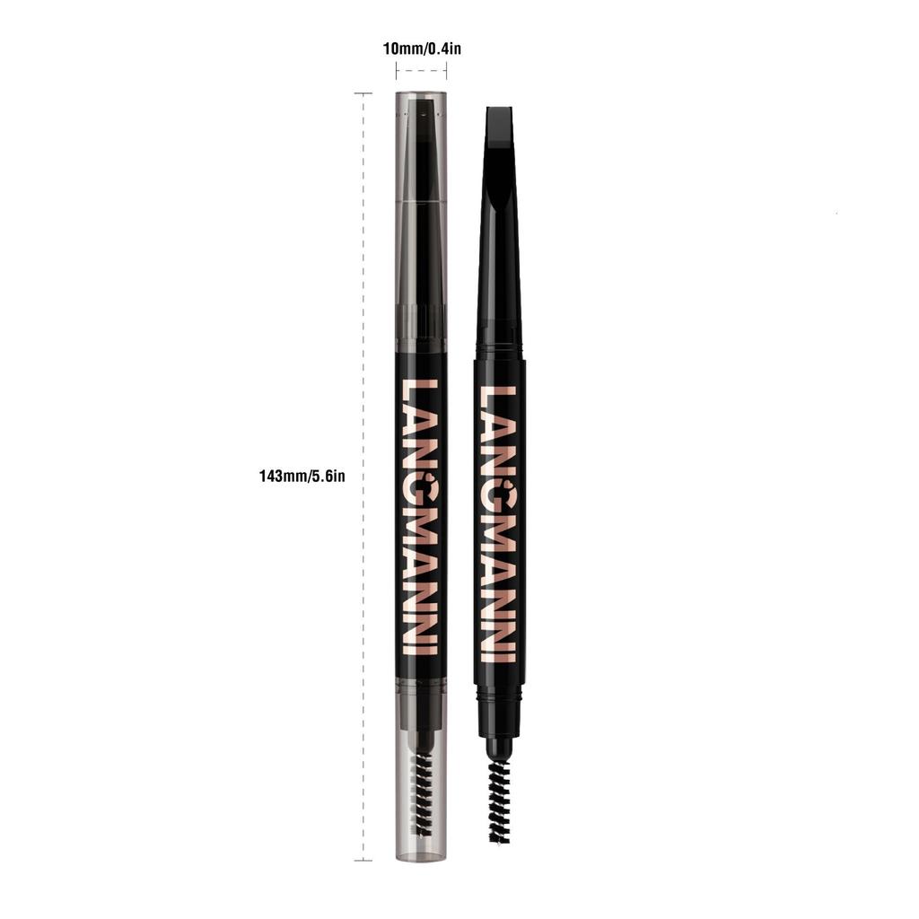 Dual-Ended Eyebrow Pencil with Spoolie Brush Long-lasting Easy Ware Eyebrow Pen,Natural Hair-Like Strokes,Waterproof Smudge-Proof Long Lasting Formula