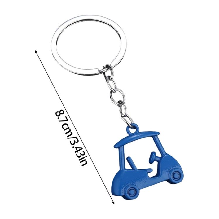 2pcs Realistic Zinc Alloy Golf Cart Pendant Keychain Golf Themed Keyring Souvenir For Enthusiasts Fashionable Gift