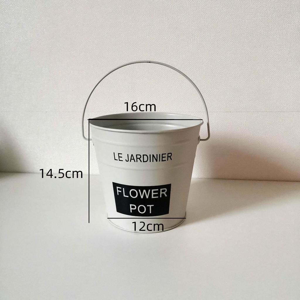 Tin Flower Pot with Hemp Rope Succulent Holder - European Pastoral Wrought Iron Bucket