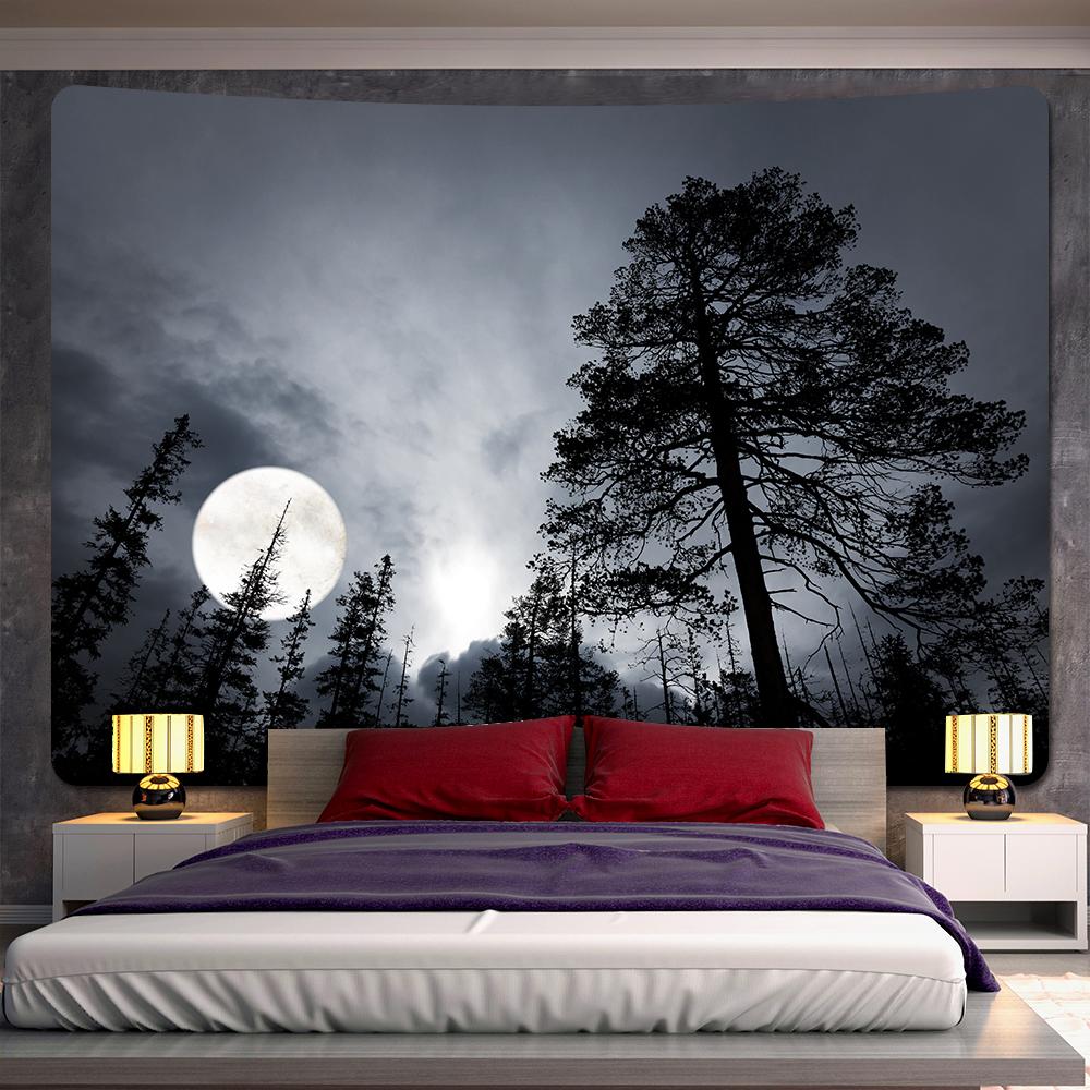 Forest Night Starry Sky Home Decor Art Tapestry Hippie Boho Decor Bedroom Backdrop Cloth Tapestry Bed Sheet