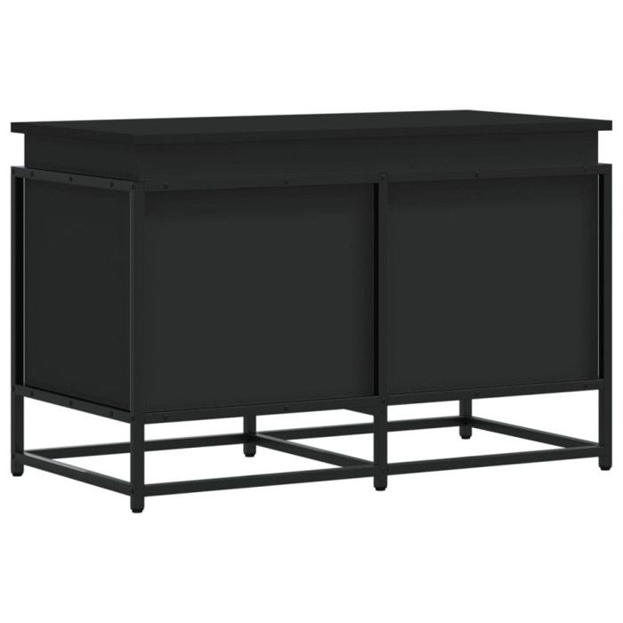 Boîte de rangement avec couvercle noir bois d ingénierie