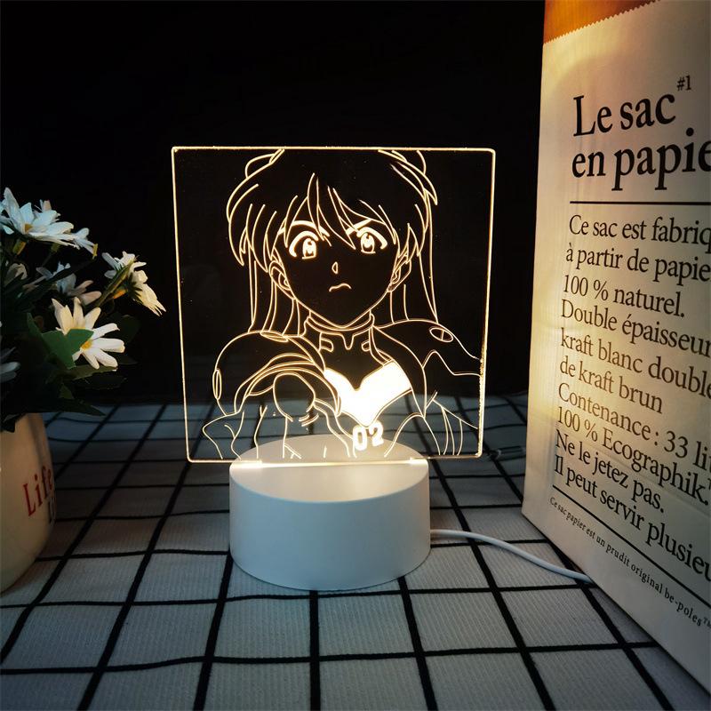 Lumină de noapte LED Neon Genesis Evangelion: Figura colorată din acrilic 3D cu telecomandă la atingere