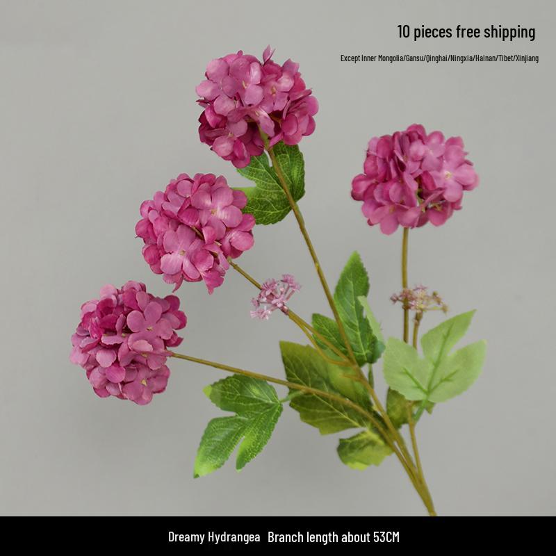 Purple Floral Wedding Arrangement - Silk Hydrangea, Rose, Bamboo Leaves & Grass for Flower Arches