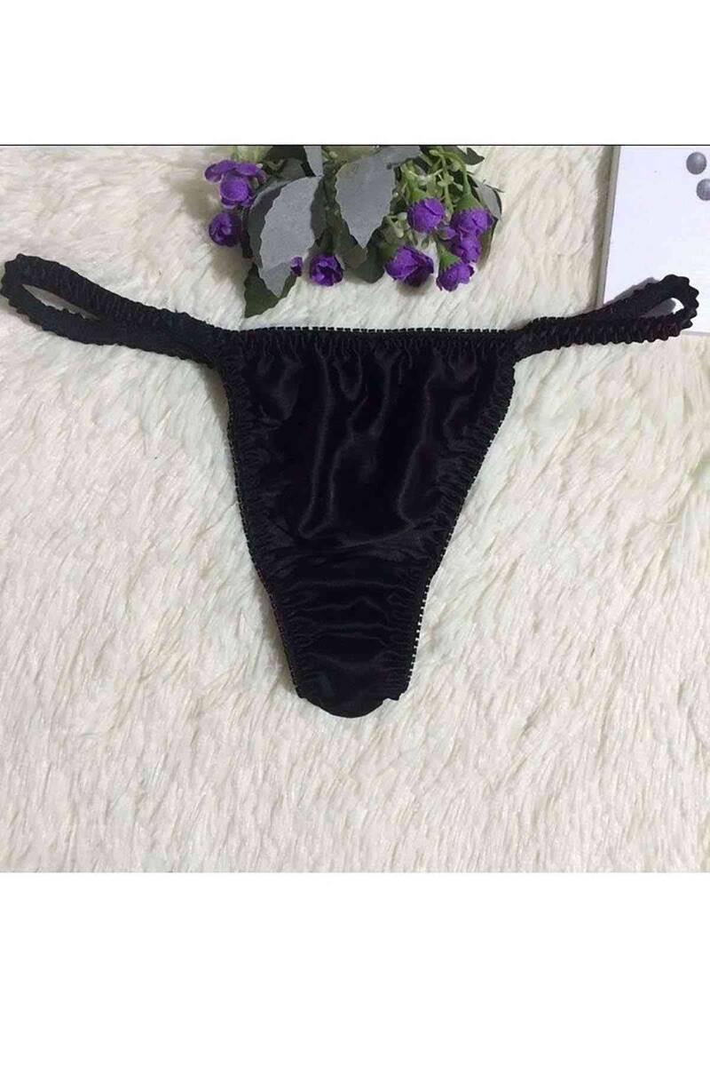 

Черные атласные стринги Merry See L/XL