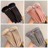 Plush Cat Women Gloves Cold Protection Winter Mittens Simple Full Finger Gloves  Ski
