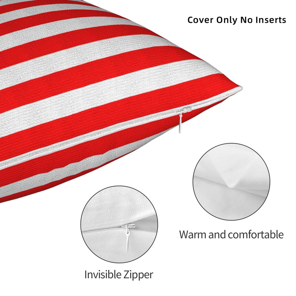 Red And White Striped Pillow Cover  Soft Cushion Cover Fashion Pillow Case For Sofa Couch Bed Living Room