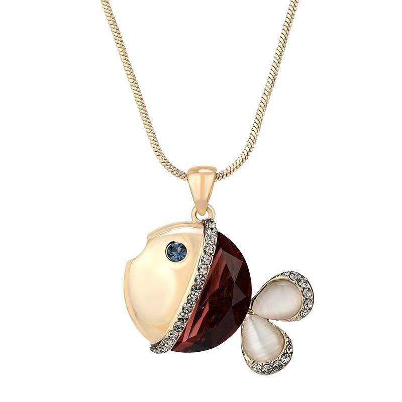 Sweater Long Unique Necklace With Crystal Fish Pendant Ideal For Style Casual