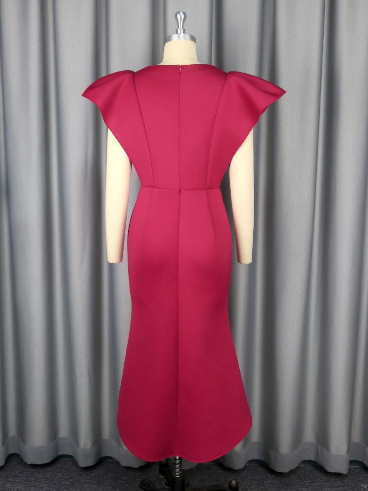 Sexy Red Irregular V Neck Dresses for Evening Party 2025 Summer New Flounced Edge Short Buttfly Sleeves Dress Women