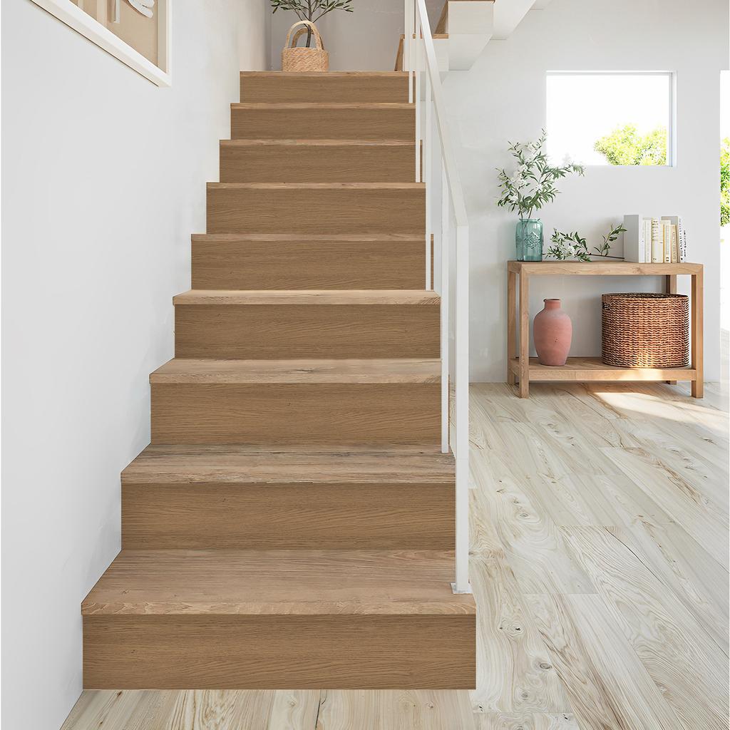 Autocolant Simplu European pentru Scări cu Imitație de Lemn Embosat, Autoadeziv, Autocolant pentru Trepte, Dulap, Rezistent la Apă și Antiderapant
