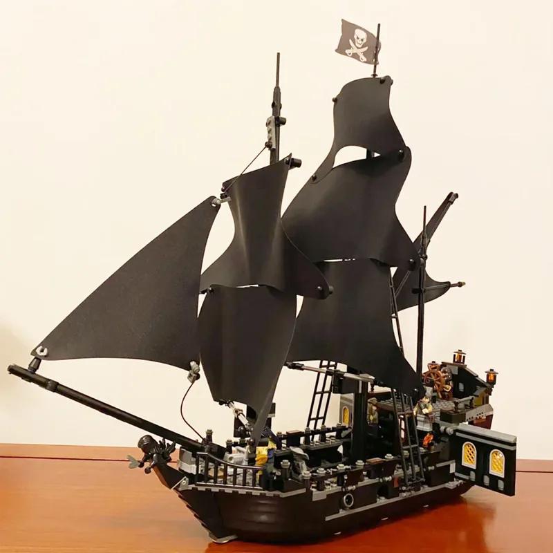 Moc Pirates Of The Caribbean Ship Revenge Warship Black Pearl Sailboat Building Block Bricks Moc 4195 Assembly Toys Kid Gift