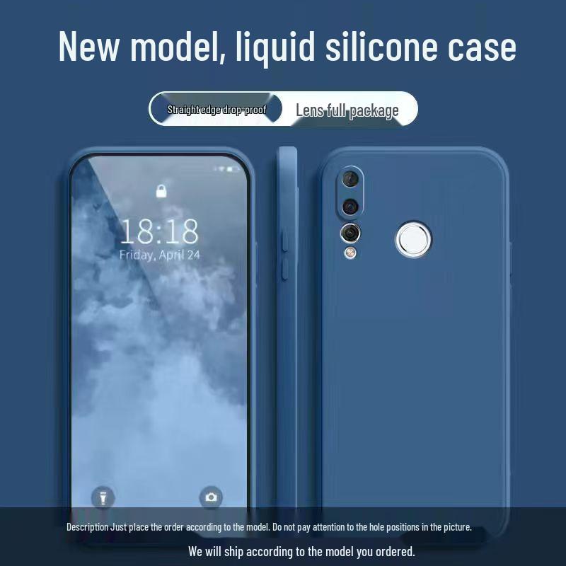 Huawei Nova 4 Liquid Silicone Drop-Proof Full Coverage Case - Skin-Friendly, Solid Color, Simple Style. Huawei nova4 темно-синий