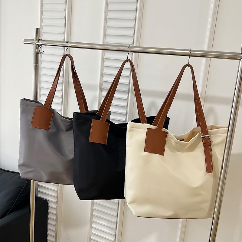 College Style Oxford Cloth Shoulder Bag Women'S Large Capacity Casual Tote Bag Portable Shopping Bag