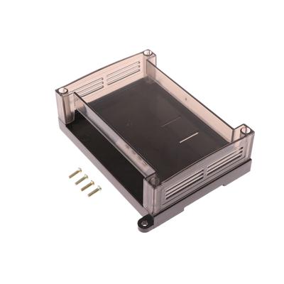 Caja de control de riel DIN para plc con cubierta transparente de plástico de 125 x 90 x 40 mm, caja de control de riel DIN para electricidad industrial de plástico