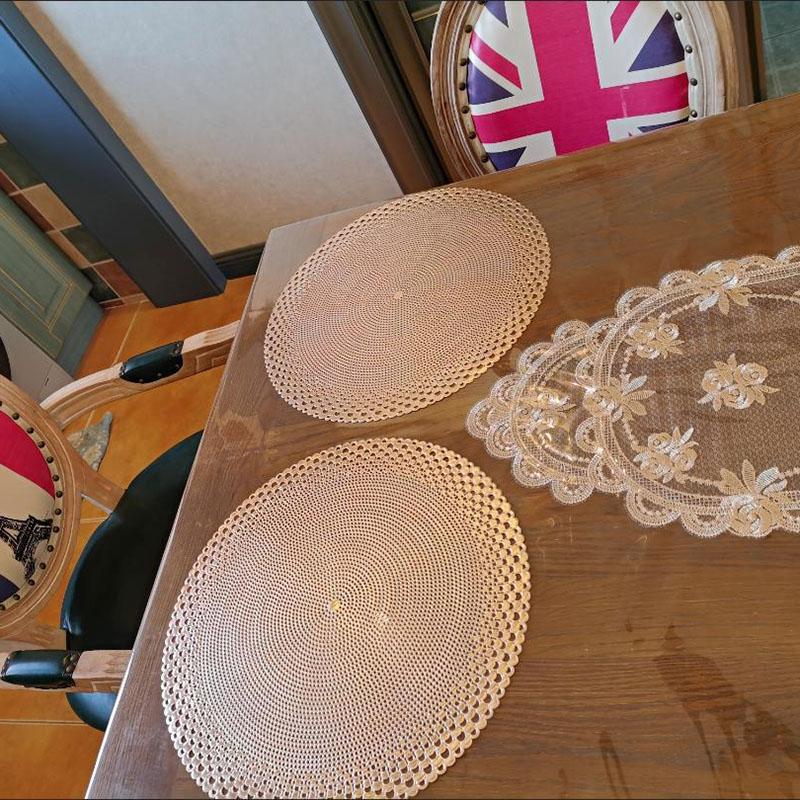 Europäische Runde Tischsets Haushalt Küche Wasserdicht Ölfest Rutschfest Isolierung Hitzebeständig Platzset Geschirruntersetzer