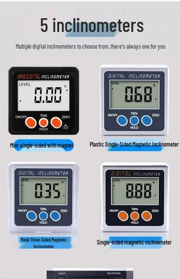 Yileke High-Precision Digital Inclinometer with Magnetic Angle Meter and Gauge Level.
