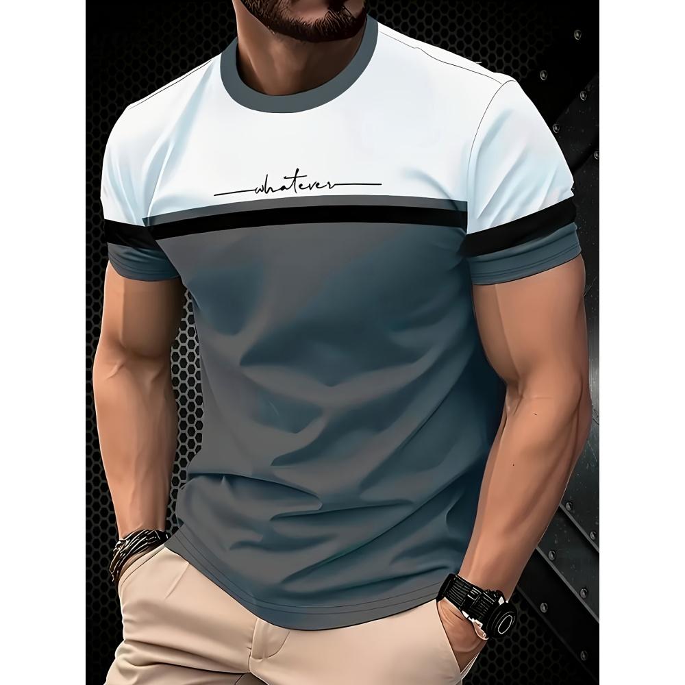 Men's T-shirt Striped 3D Casual Breathable O-neck Men's Short Sleeved Outdoor Sports Men's Clothing Summer Loose Men's T-shirt