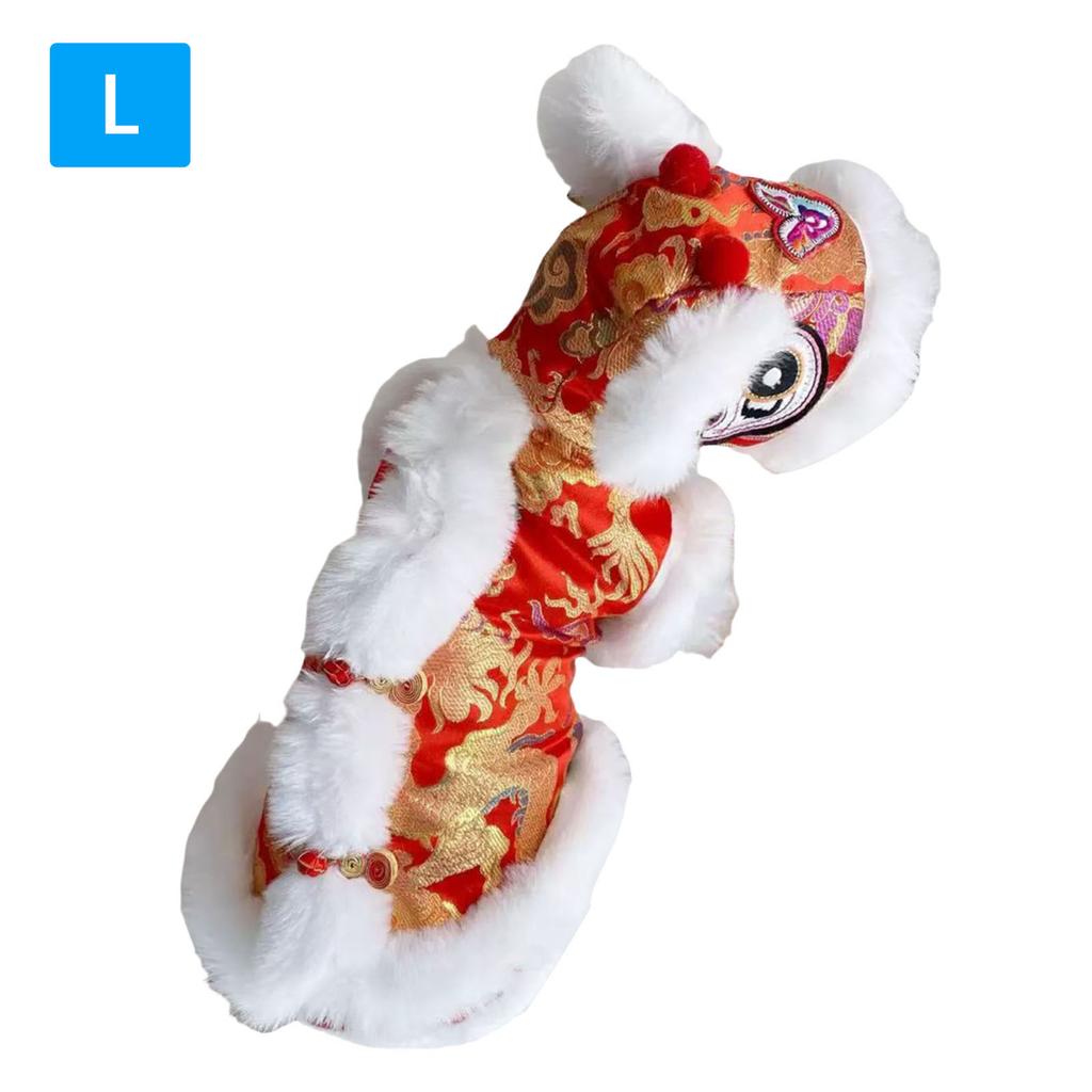 New Year Warm Lion Dance Dog Costume Cute Dog Jacket for Small Medium Dogs Teddy Schnauzers