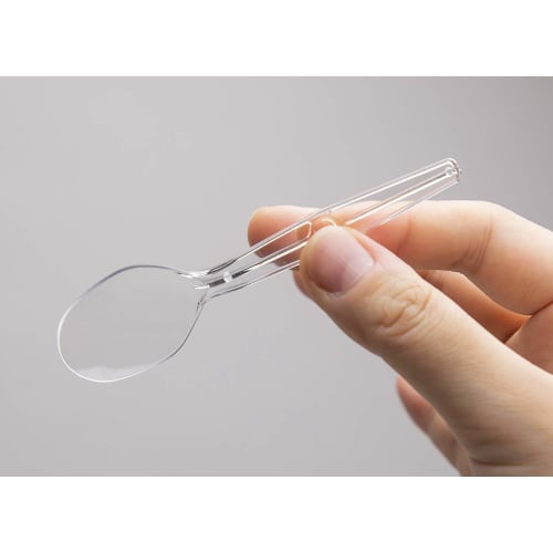 Strix Design Dessert Spoons, Individually Wrapped, Made In Japan, 10 Pieces, 10cm Clear Disposable Spoons, Mini Dessert Sampler, MA-025 (x 5)