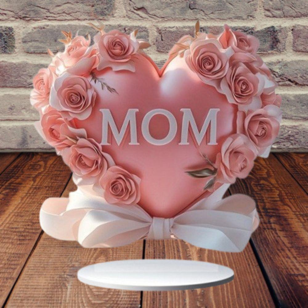 Acrylic Mom Tabletop Sign Romantic Heart Shaped Table Ornament  Coffee Table