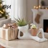 Modern Farmhouse Decorative Plant Containers Funny Smiling Face Planter, Lying Down Lazy Guy Pot with Drainage Unique Quirky Planter for Home
