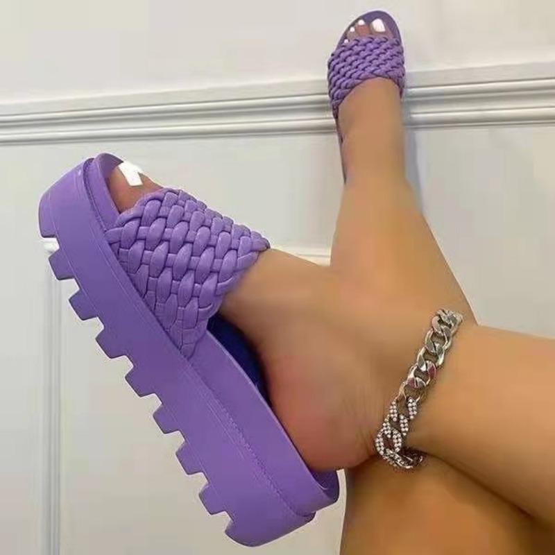 Water platform muffin thick-soled cool slippers women's spring and summer new woven one-word sandals
