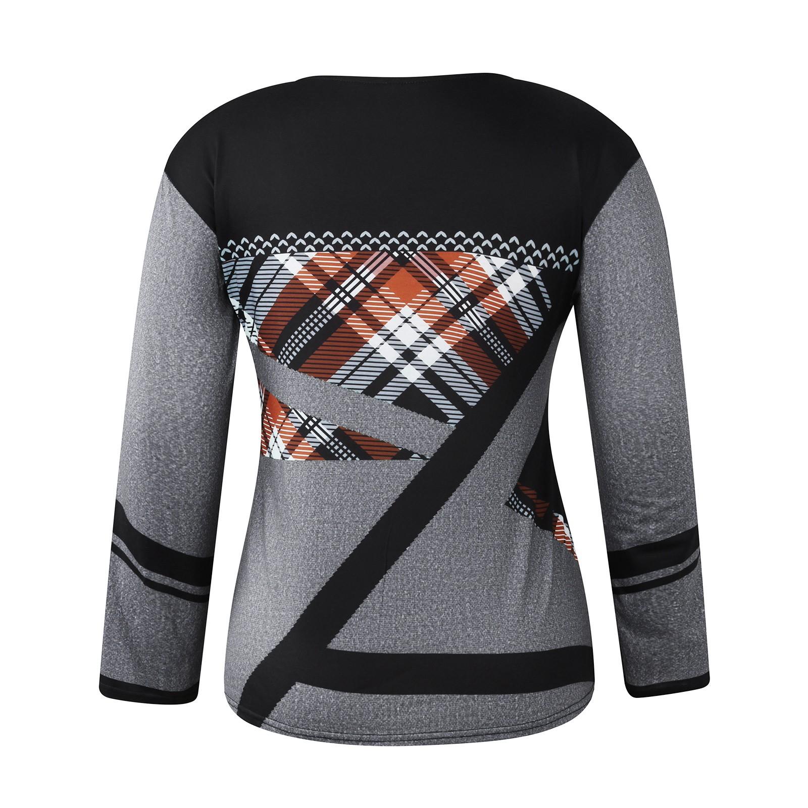 Женские топы Нарядные повседневные рубашки с длинными рукавами с круглым вырезом — фото 9