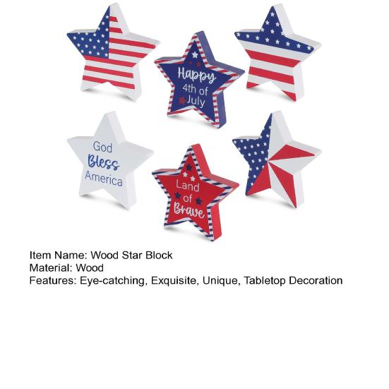 6 Pcs 4th of July Wooden Star Signs Vintage Star