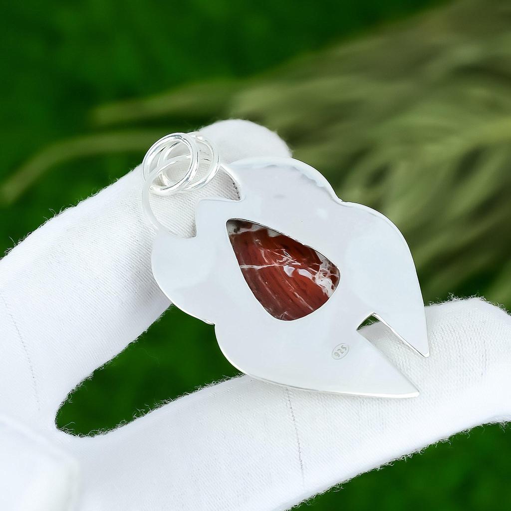Memorial Day Deal Red Snakeskin Jasper Stone Sterling Silver New Pendant Jewelry