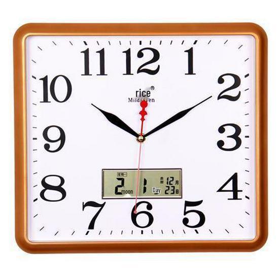 Silent Square Quartz Wall Clock with Perpetual Calendar - Creative, Fashionable Art Design for Living Room