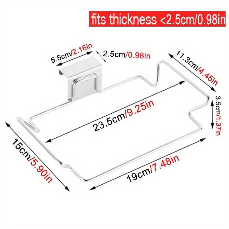Kitchen Trash Rack Cabinet Door Garbage Bags Holder Stainless Steel Closet Garbage Storage Holder Towel Hanging
