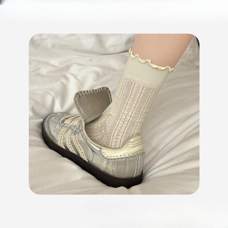 Women's Summer Solid Color Lace Ballet Style Boneless Tube Pile Socks