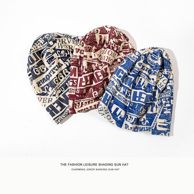 Style English Printing Trend Stacking Hat Street Fashion Pullover Stacking Confinement Hat Nightcap