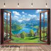 2D Swiss Alps Backdrop Open Window Lake View Background for Travel Photoshoot
