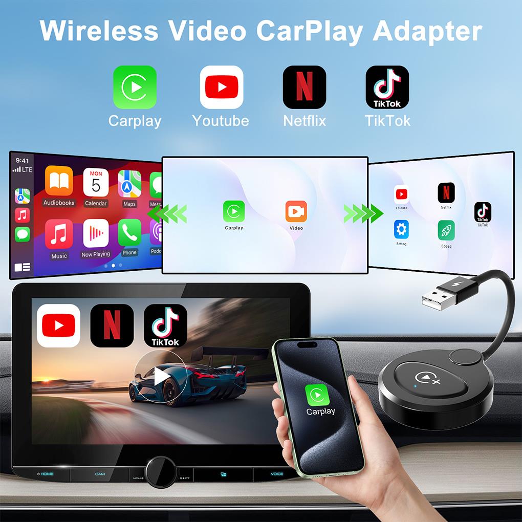 ABS Wireless Car Play Adapter Car Play Adapter Adapter Support Net-flix/-Tube/TK APP For Car 2016