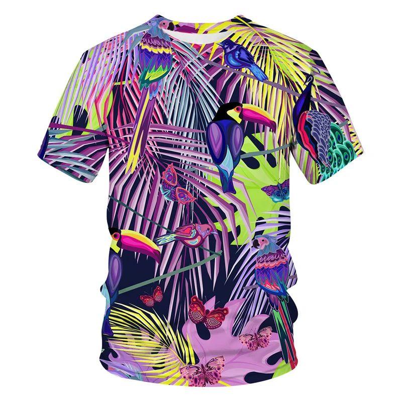 Женская летняя футболка с 3D-принтом животных и цветочным принтом — фото 4
