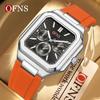 OFNS Herrenuhren Hochwertiges Leder Lässige Quadratische Armbanduhren Kalender Wasserdicht Business Mode Herren Chronograph Uhr