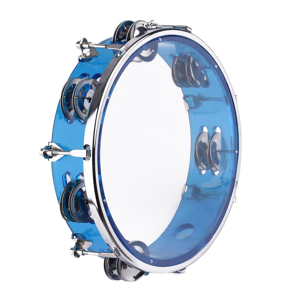 8 Inch/10 Inch Tamboerijn Handbel Handtrommel met Dubbele Rij 14 Stuks Metalen Bekkens Rammelaars Percussie-instrument