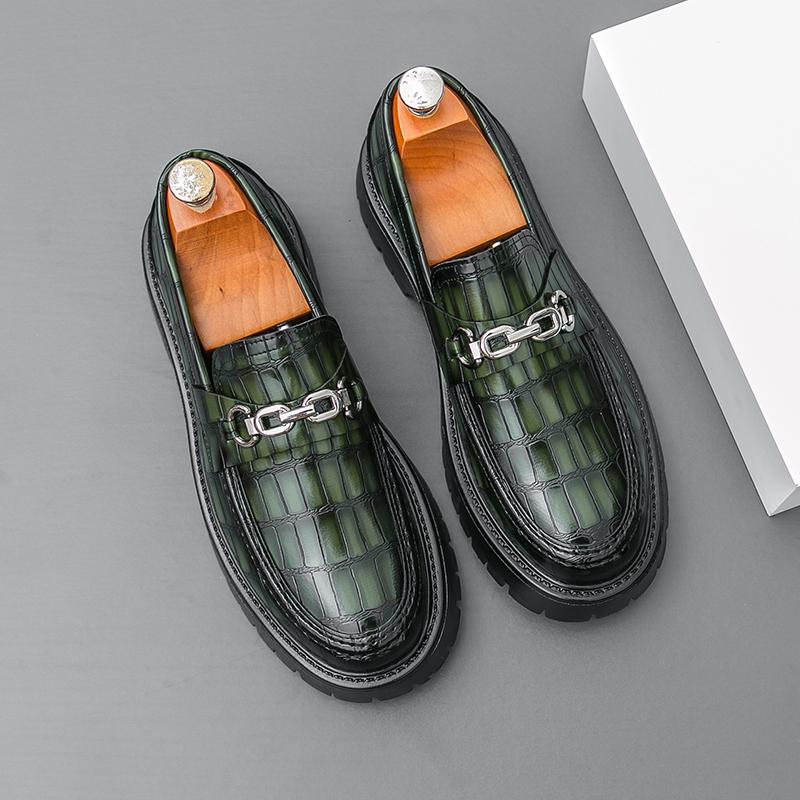 

Модные Классические Зеленые Кожаные Дерби с Удобной Толстой Подошвой для Весны Новые Мужские Кожаные Туфли для Бизнеса и Повседневной Носки 38 зелёный